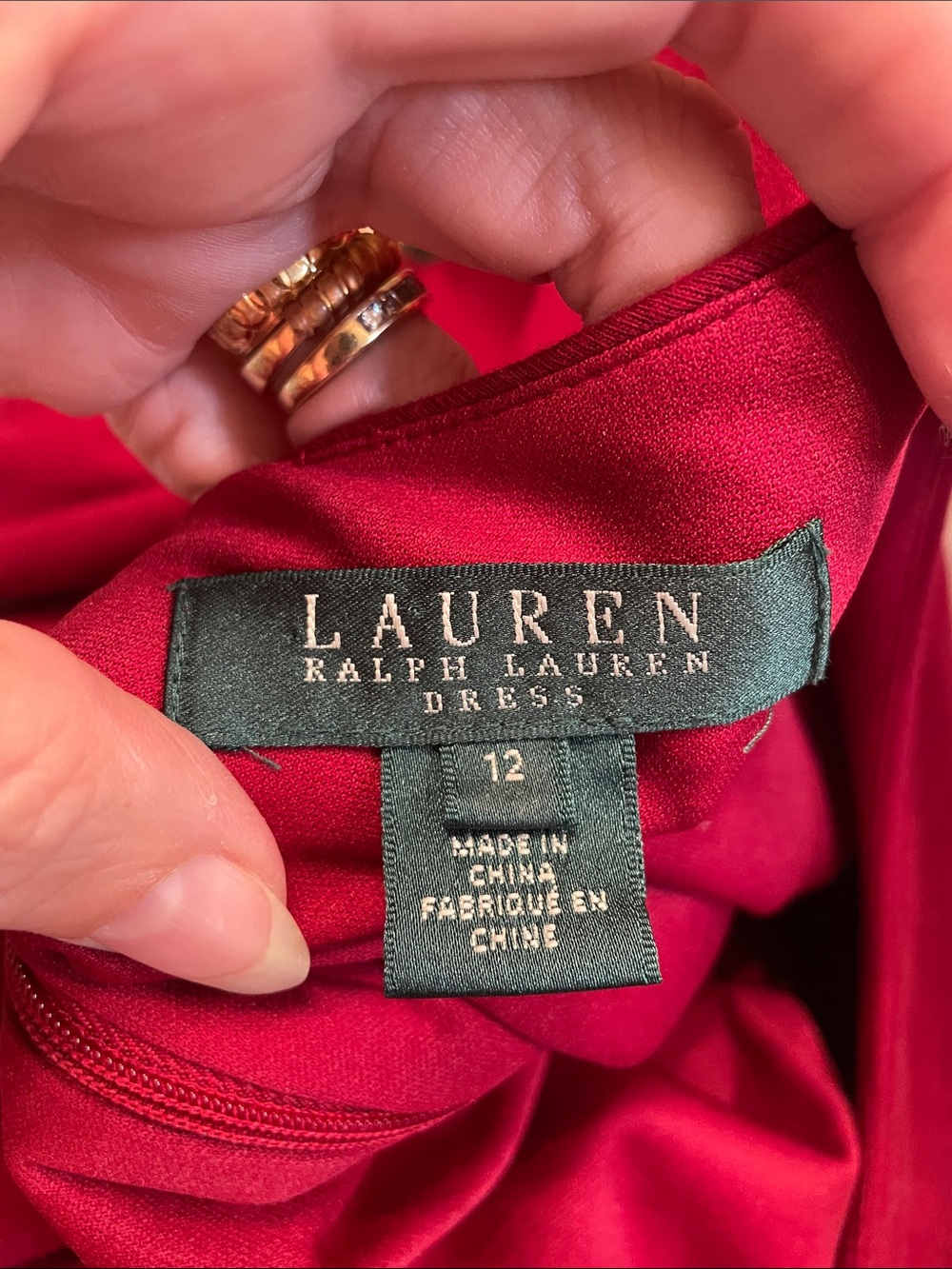 Lauren Ralph Lauren Crimson Long-Sleeve Ruched Sheath Dress - Picture 3 of 3